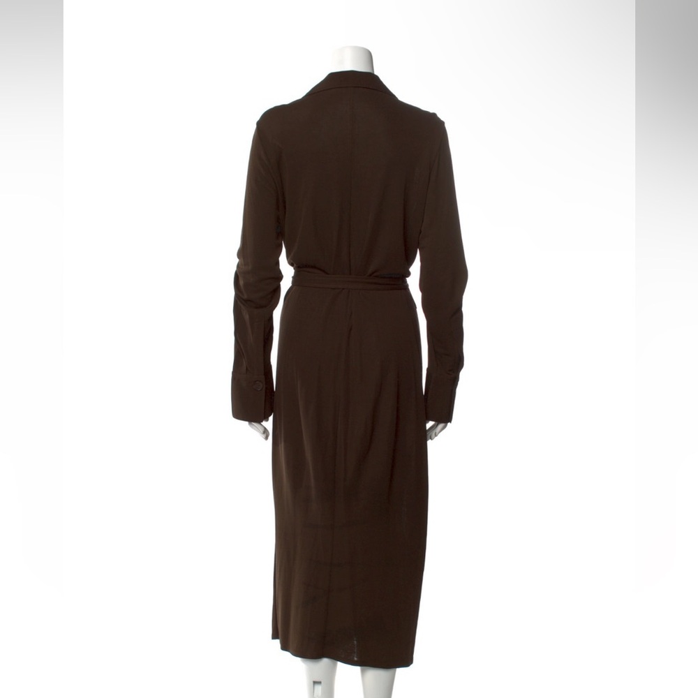 LN Vince Midi Brown Shirtdress Long Sleeve Brown Button Italian Viscose S Small - Picture 6 of 12